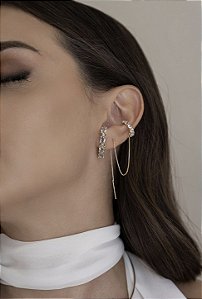 Piercing Fake Topázio com Corrente