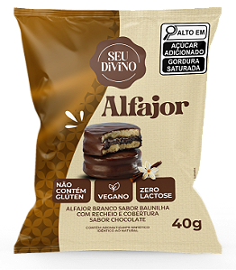 Alfajor Branco Baunilha 40g Recheio e Cobertura de Chocolate - Vegano, Sem Glúten e Lactose