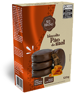 Biscoitos Pão de Mel 120g com Cobertura de Chocolate - Sem Glúten, Leite, Lactose e Ovo