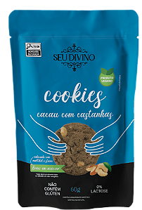 Cookies Cacau com Castanha 60g - Vegano, Sem Glúten e Lactose e Zero Açúcar