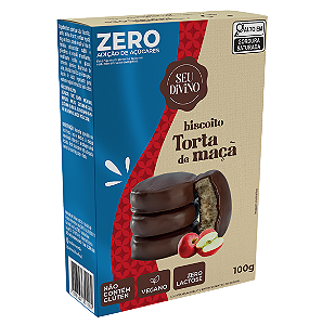 Biscoito Torta de Maçã Zero Açúcar 100g com Cobertura de Chocolate - Vegano, Sem Glúten, Lactose e Zero Açúcar