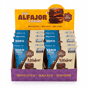 Pack c/ 10und Alfajor Zero Açúcar Chocolate 40g Recheio e Cobertura de Chocolate | Sem Glúten, Sem Leite e Sem Ovos | Vegano