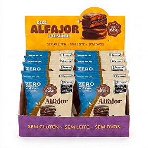 Pack c/ 10und Alfajor Zero Açúcar Baunilha 40g Recheio e Cobertura de Chocolate | Sem Glúten, Sem Leite e Sem Ovos | Vegano