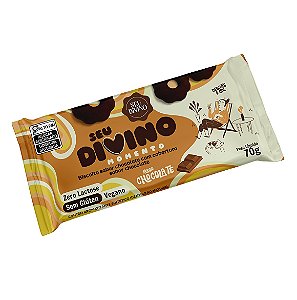 Seu Divino Momento - Biscoitos Chocolate com Cobertura de Chocolate Sem Gluten, Leite e Ovos 70g