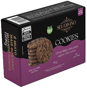 Cookies Chocolate com Gotas de Chocolate 90g - Vegano, Sem Glúten e Lactose