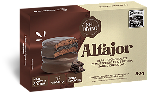 Alfajor Chocolate 80g Recheio e Cobertura de Chocolate - Vegano, Sem Glúten e Lactose