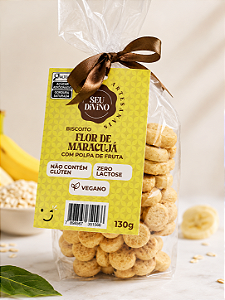 Biscoito Flor de Maracuja 130g Vegano Sem Glúten