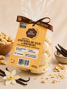 Biscoito Castanha de Caju e Baunilha 130g Zero Açúcar