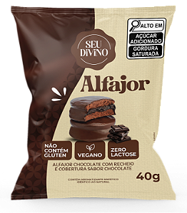 Alfajor Chocolate 40g Recheio e Cobertura de Chocolate - Vegano, Sem Glúten e Lactose