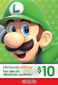 Nintendo eShop Switch / 3DS / WII U - Cartão $10 Dólares - USA