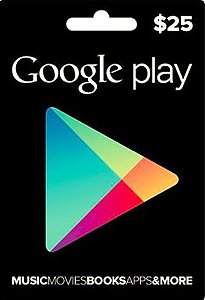Google Play - Cartão $25 Dólares - USA