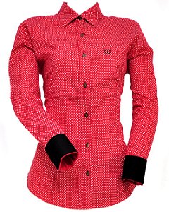 camisete austin western - vermelha com bolinha branca