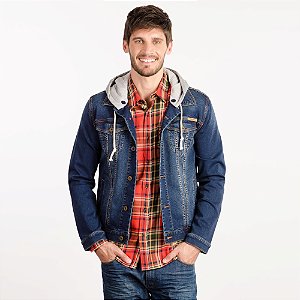 jaqueta jeans ìndigo com capuz - wrangler