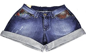 short jeans feminino detalhe floral wrangler - 694dj0450