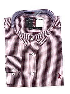 CAMISA AUSTIN M/L XADREZ VINHO