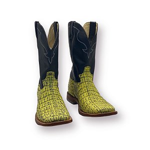 BOTA JÁCOMO JACARE BEGE NAPA PRETA 2982 RGDQL