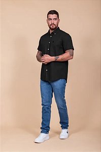 CAMISA TXC CUSTOM MC REG PRETO BORDADA 29137C