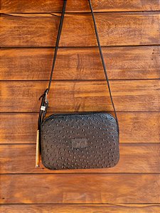 BOLSA CINCOW DIVE COURO AVESTRUZ PRETA 9352
