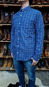 CAMISA ZONA COUNTRY XADREZ ML SLIM AZUL MARINHO