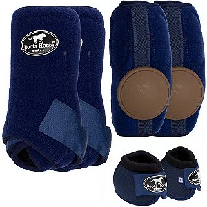 KIT COMPLETO CLOCHE/CANELEIRA/SKID BOOT AZUL MARINHO BOOTS HORSE 29565