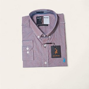 CAMISA AUSTIN M/L XADREZ VERDE ROXA SLIM COMFORT