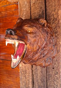 CABEÇA DE URSO ESTATUETA DE RESINA TAMANHO REAL MARROM