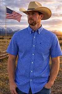CAMISA ZONA COUNTRY XADREZ MC SLIM MASC AZUL 06