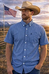 CAMISA ZONA COUNTRY XADREZ MC SLIM MASC AZUL PISCINA