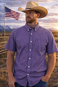 CAMISA ZONA COUNTRY XADREZ MC SLIM MASC ROXO