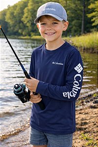 CAMISETA COLUMBIA AURORA M/L INFANTIL AZUL MARINHO 321109