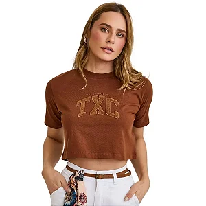 CAMISETA CROPPED TXC FEMININA SLIM MARROM 51254