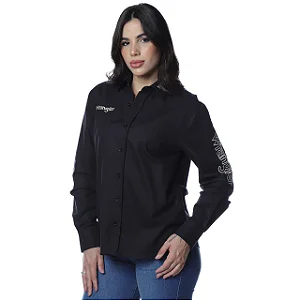 CAMISA WRANGLER FEM ML PRETA S/BOL WW260PR