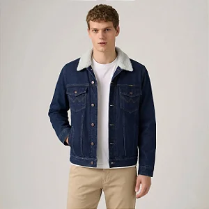 JAQUETA WRANGLER JEANS MASC COM FORRO PELO WM9786 ESCURA
