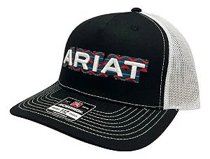 BONE ARIAT PRETO BORDADO BRANCO IMPORTADO
