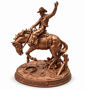 ESTATUETA COWBOY RODEIO BRONCO KIDDY DE PLA 12X12X15cm