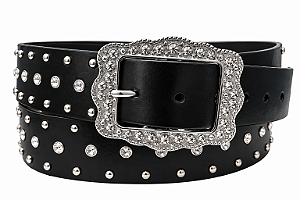 CINTO ZONA COUNTRY FEMININO PRETO STRASS