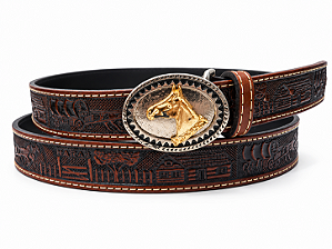 CINTO ZONA COUNTRY INFANTIL FAZENDINHA/FIVELA CAVALO CARAMELO