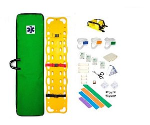 Kit Cipa Com Prancha De Polietileno Capa Verde com Imobilizador Cabeça