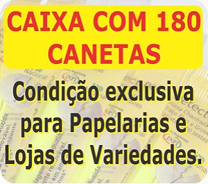 CAIXA COM 180 CANETAS Detect Pen Gold. Detector de notas falsas. Produto para revenda em Papelarias e Lojas de Variedades.