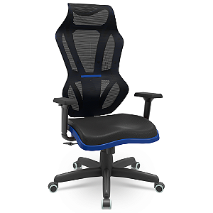 Cadeira Gamer Escritório Azul Vizon Relax Tela PX093 Cadeira Brasil