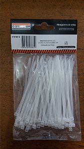 ABRAÇADEIRA DE NYLON BRANCA 100X2.5MM PACOTE COM 100 UNIDADES