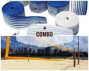 Combo Futevôlei Rede Profissional 4 Faixas + Marcação Oficial Combo Futevôlei Rede Profissional 4 Faixas + Marcação Oficial