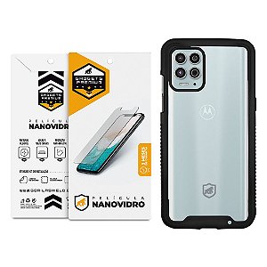 Kit Capa Stronger e Película Nano Vidro Motorola Moto G100 - Gshield