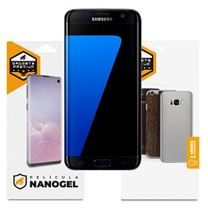 Película Nano Gel Dupla + traseira fibra de carbono para Samsung Galaxy S7 Edge - Gshield (Cobre toda tela)