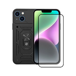 Kit Capa Dinamic Cam Protection e Pelicula Coverage 5D Pro Preta para iPhone 14 Pro Max - Gshield