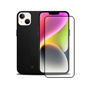 Kit Capa Couro Dual Preta e Pelicula Coverage 5D Pro Preta para iPhone XR - Gshield