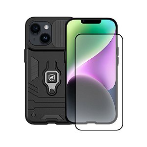 Kit Capa Defender e Pelicula Coverage 5D Pro Preta para iPhone 14 Pro Max - Gshield