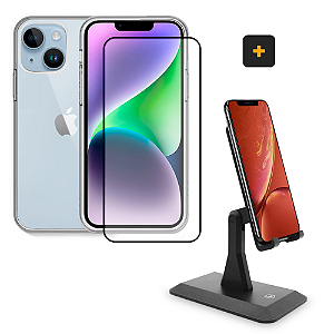 Kit Suporte Easy Stand + Capa Clear + Película Coverage para iPhone - Gshield