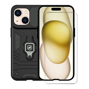 Kit Capa Defender e Pelicula Nano Vidro para iPhone 15 - Gshield