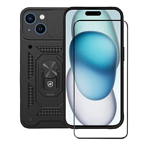 Kit Capa Dinamic Cam Protection e Pelicula Ultra Glass Preta para iPhone 15 - Gshield